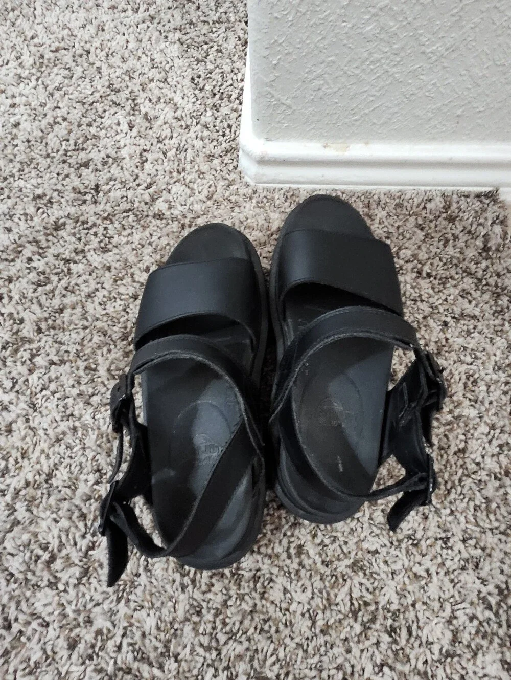Dr. Martens Black Leather Double-Strap Women's Sandals
